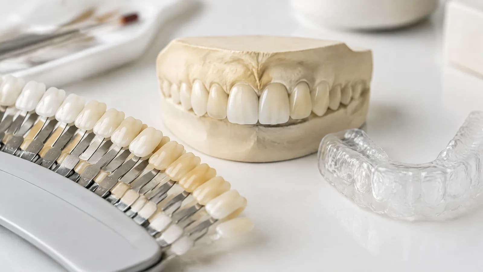 Escala de cor dental e moldeira de clareamento